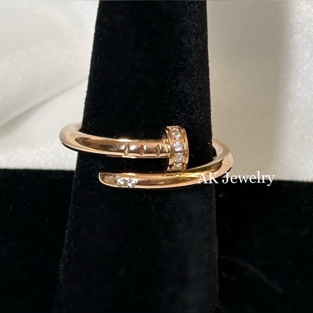 Cartier ROSE GOLD PAVE RING, Nail Style, CZ Stones